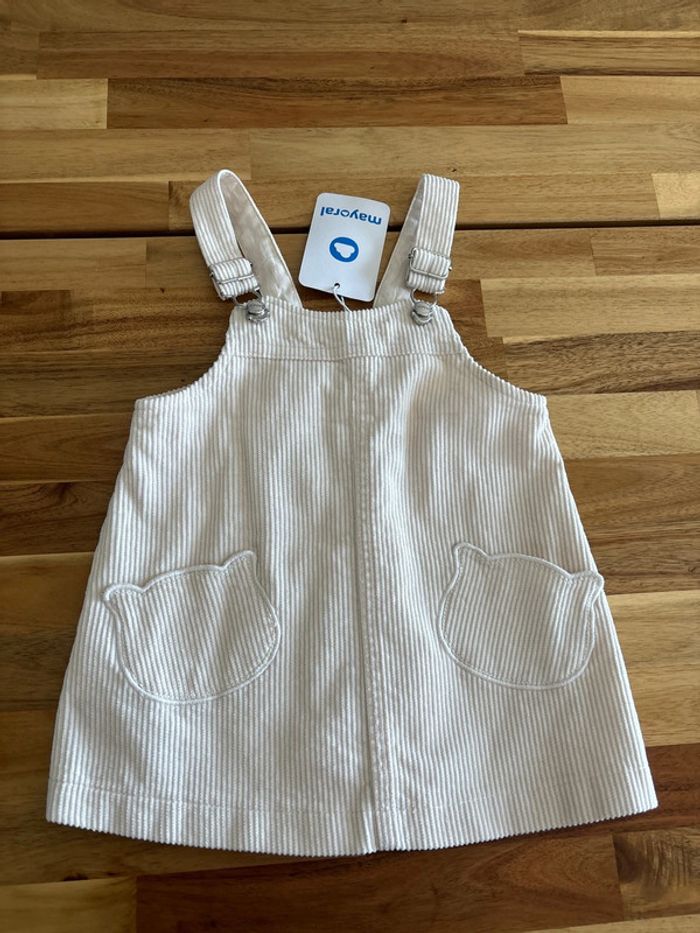 Robe salopette en velours beige