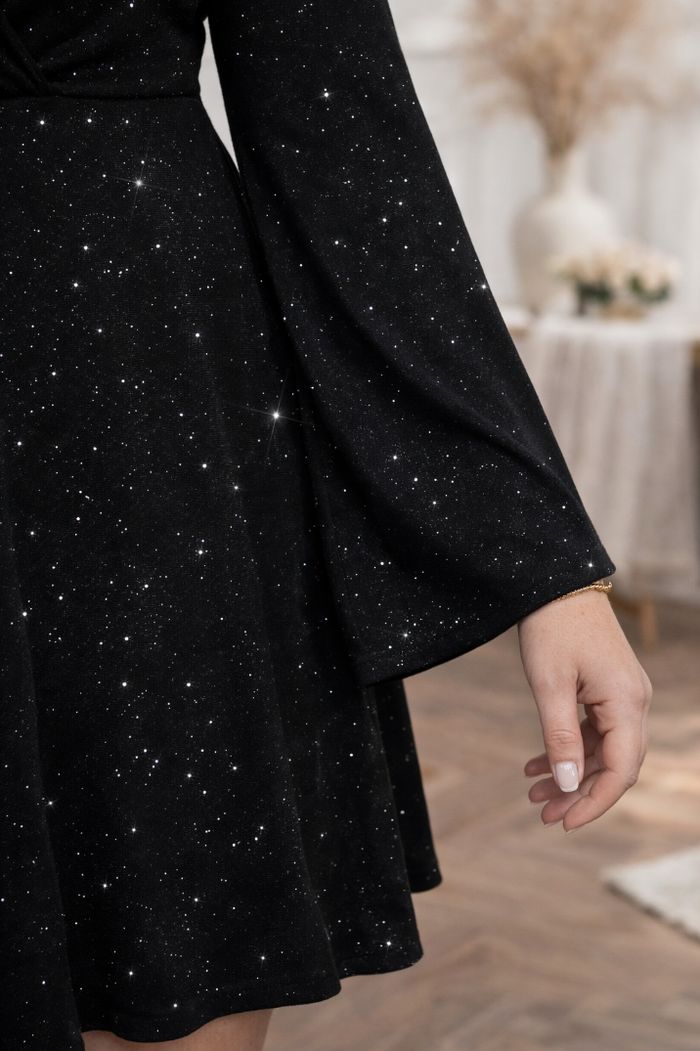 Robe de soirée patineuse scintillante noire pailleté argenté Femme taille 54 marque Boohoo 💍 - photo numéro 4