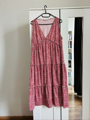 Robe longue rouge à motifs Col V d’été Pull & Bear Tailles M-L