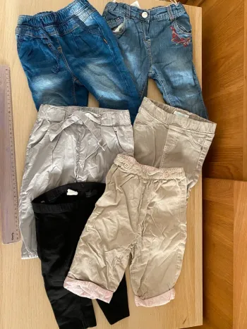 Pantalon jean legging bleu noir jacadi Paris 12 mois 74 cm beige fille bébé