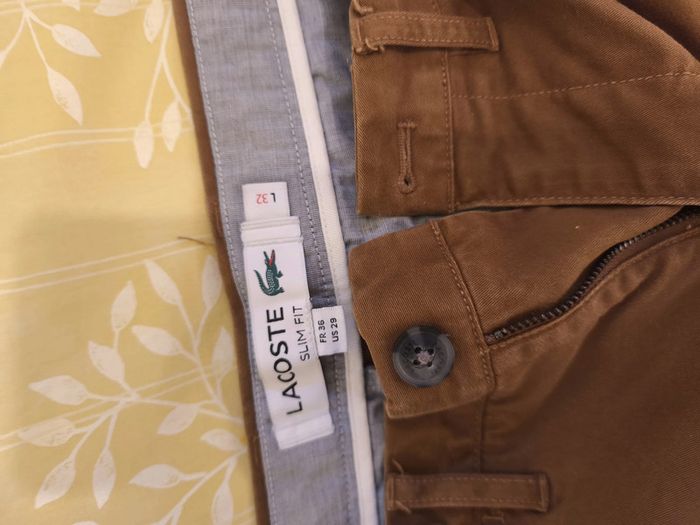 Pantalon Lacoste Slim Fit Femme Taille 36 Beige - photo numéro 4