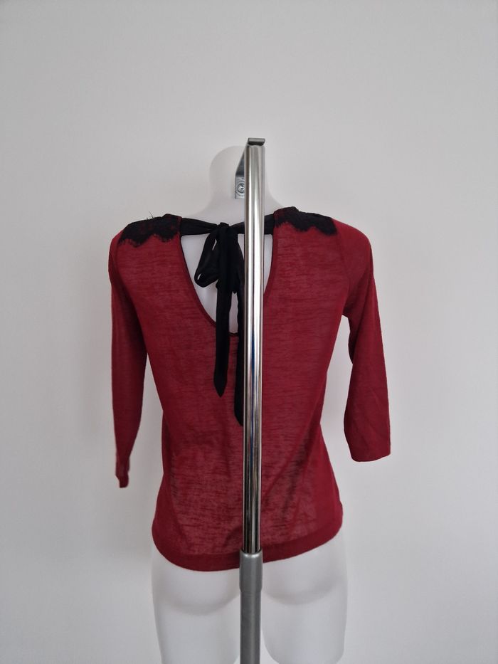 Haut bordeaux transparent avec épaules brodées Mim - photo numéro 4