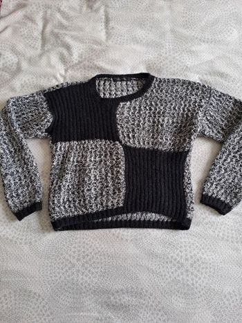 Pull court noir ert gris taille S