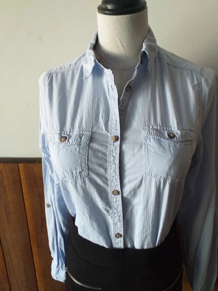 Chemise bleu avec poches - photo numéro 7