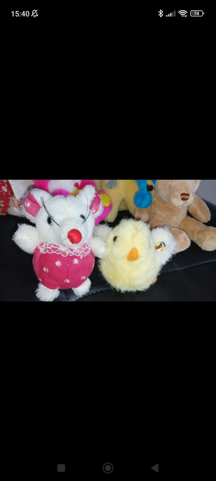 Lot de 7 peluches (lapin, souris, poussin,ours grelot) - photo numéro 3