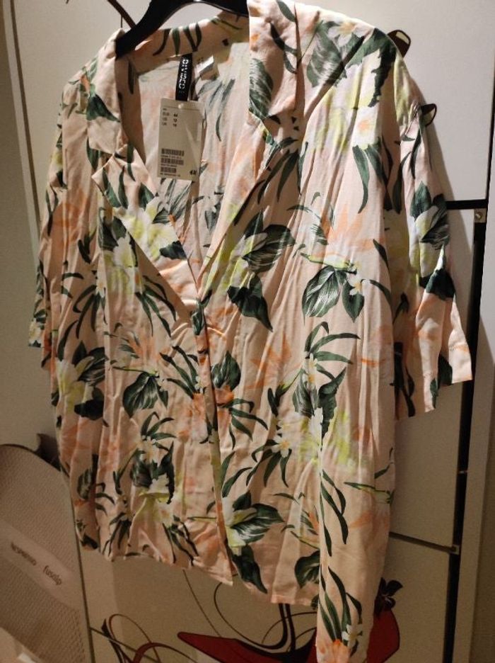 Chemisette d'été rose/abricot à fleurs T.44 H&M neuve