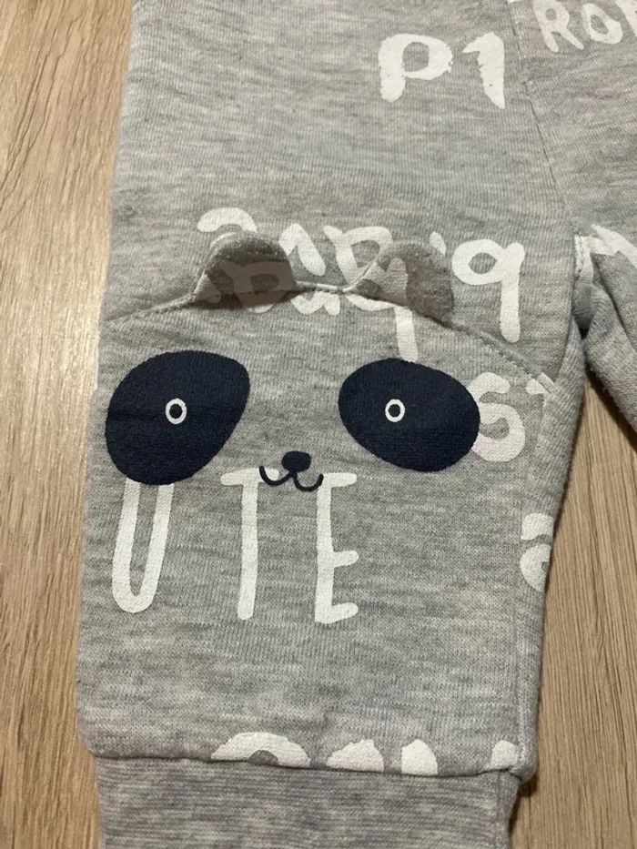 Pantalon jogging hiver molletonné gris panda bébé garçon 6 mois Orchestra - photo numéro 2