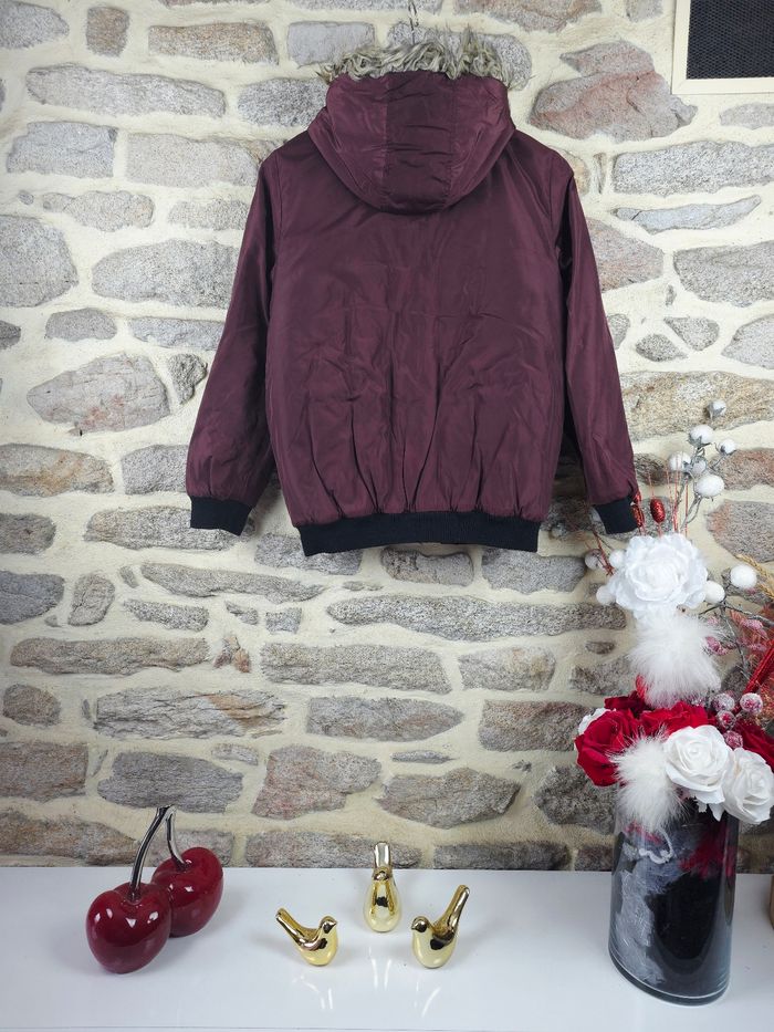 Blouson parka bordeaux avec capuche fourrure Homme/ Ado taille XS marque Kiabi 🎸 - photo numéro 7