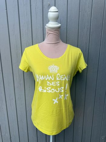 T-shirt manches courtes jaune maman reine des bisous