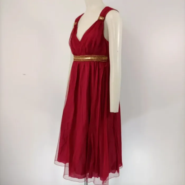 Robe bordeaux midi style empire broderies dorées – 1.2.3 Paris – taille 36 A055 - photo numéro 3