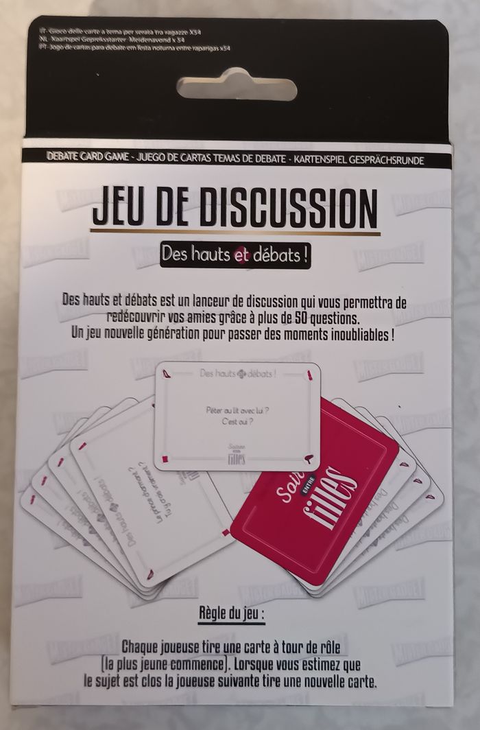 Jeu de 54 Cartes Débat "Soirée Filles" 8cm Rose - photo numéro 2