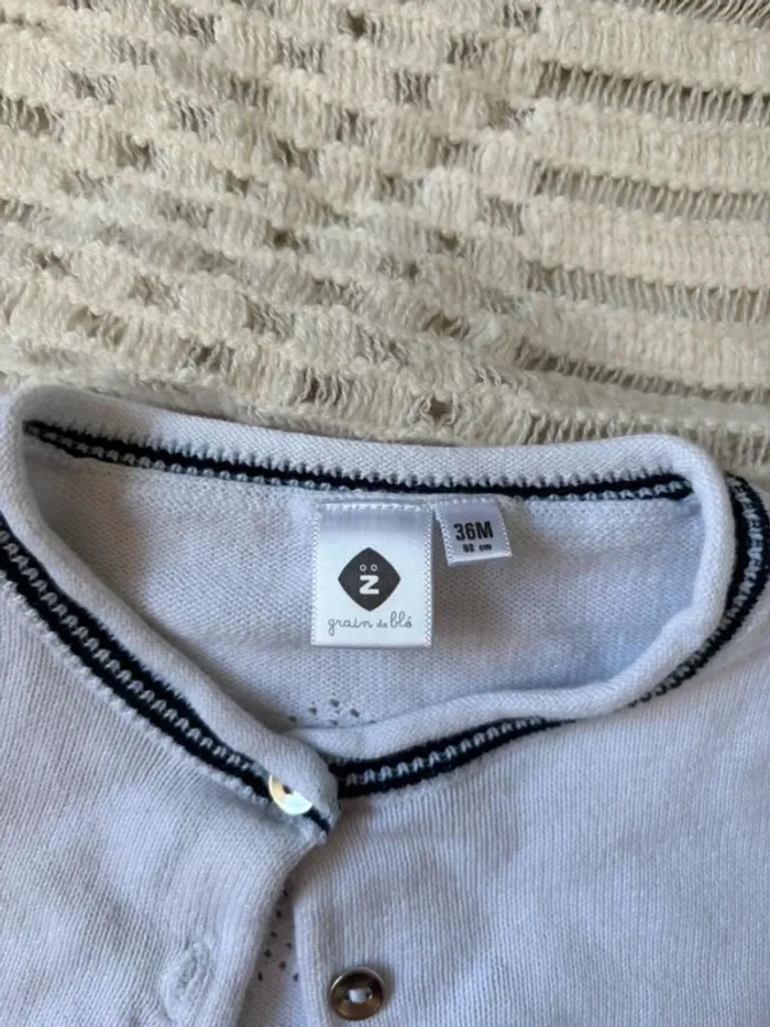 Cardigan blanc court 3 ans Grain de blé - photo numéro 3