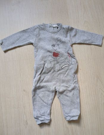 Grenouillère sans pied grise ourson Absorba 6 mois