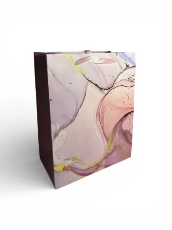 Sac cadeau violet doré 18 x 23 x 10 cm Neuf