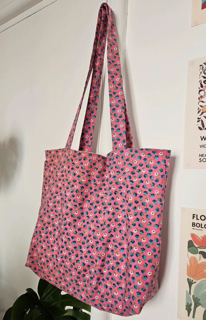 Tote bag fleuri pink - photo numéro 4