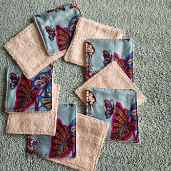 Lot 10 lingettes lavables 12x12 cm 