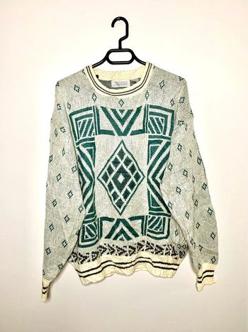 Pull vintage 80-90’s style bohème ethnic funky géométrique losange