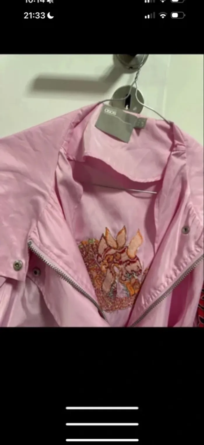 Veste légère oversize rose brodée ASOS taille 32 - photo numéro 4
