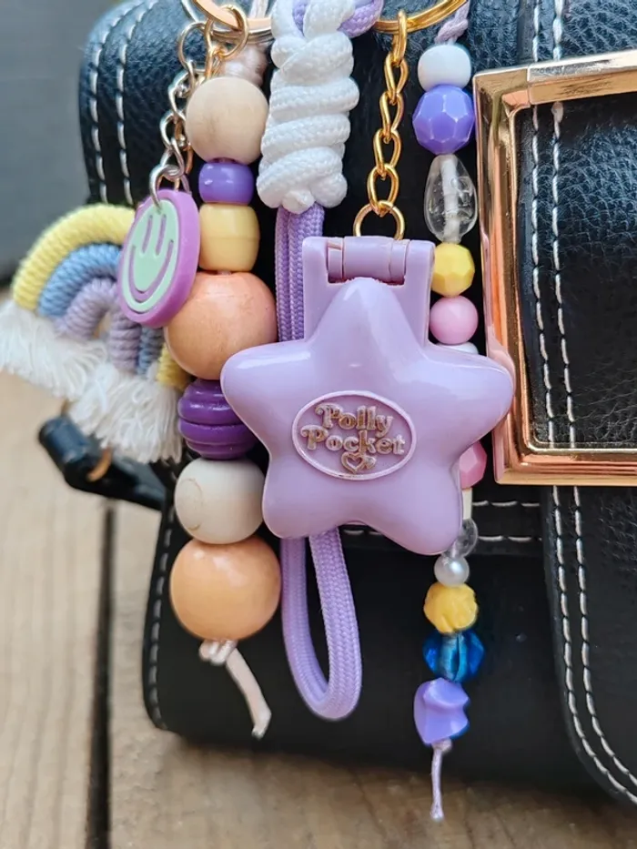 Bijou de sac porte clé Polly pocket vintage violet - photo numéro 3