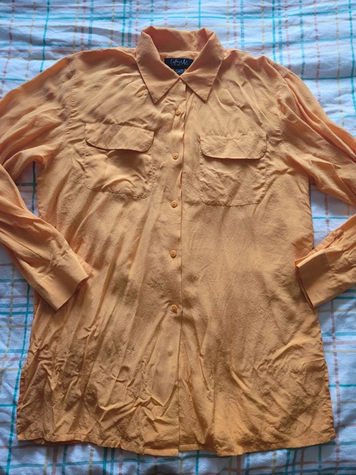 Chemise jaune moutarde, taille M, en soie - photo numéro 3
