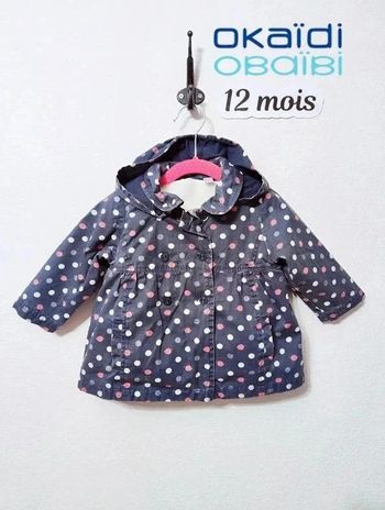 Manteau bébé fille avec doublure intérieure amovible 12 mois 👑