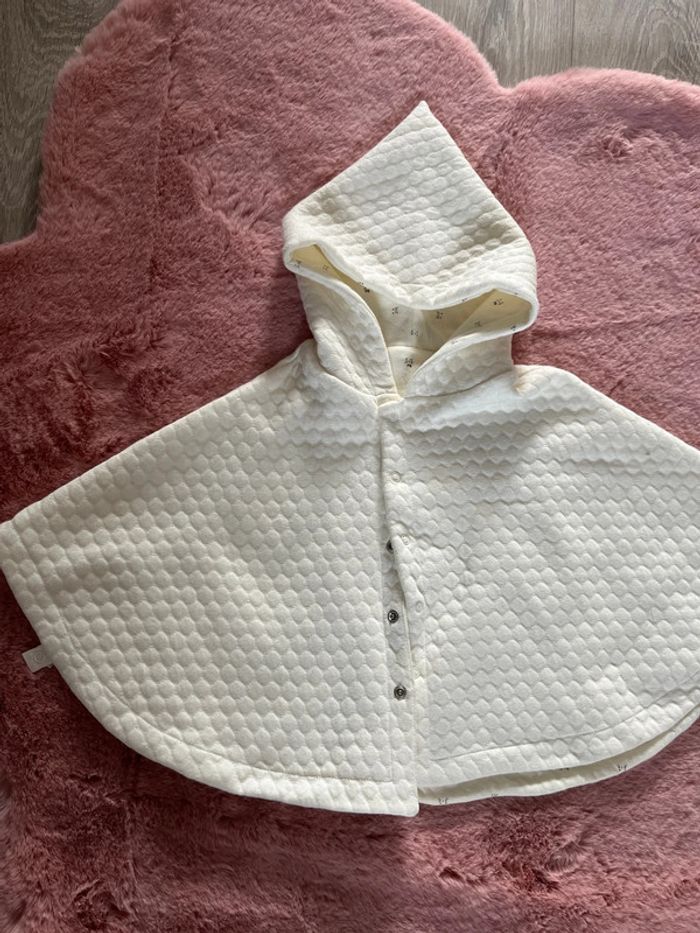 Cape à capuche réversible bébé TU petit Bateau beige - photo numéro 2