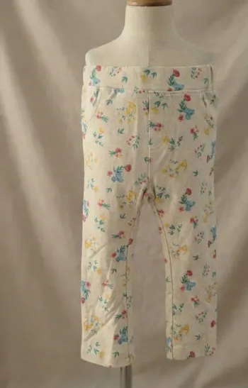 Pantalon / Legging à fleurs Mots d'enfants - Taille 24 mois - Crème