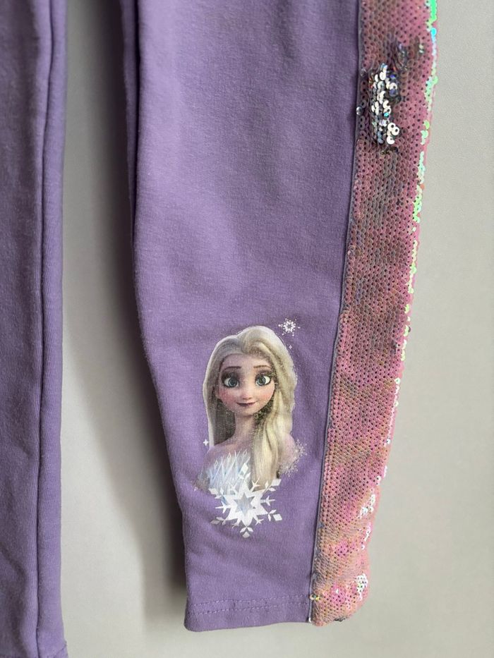 Pantalon legging chaud Elsa la reine des neiges violet à sequin brillant taille 4 ans - photo numéro 3