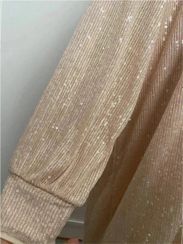 Robe babydoll sequins beige H&M - photo numéro 4