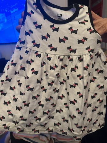 Robe léger en coton blanche motif chien