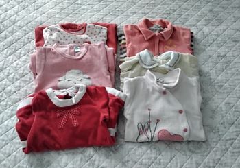 Lot de 6 pyjamas d'hiver pour bébé fille de 18 mois.