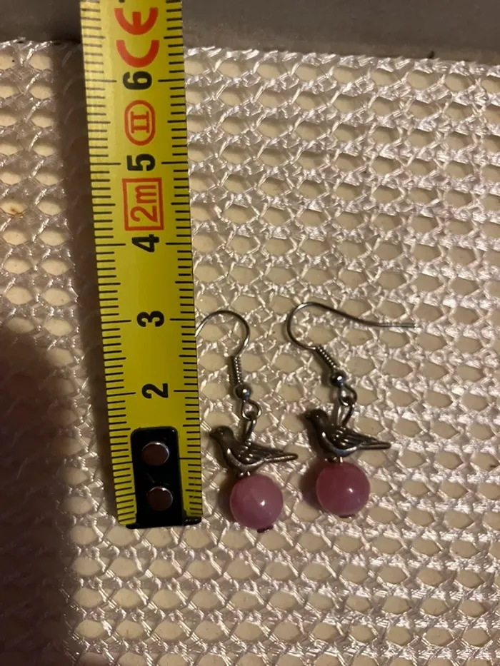 Boucle d’oreille perle et oiseau @