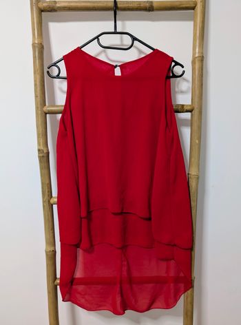 🌸 Femme 🌸 Haut / tunique rouge Made in Italy – Taille Unique (36 à 40) Très bon état