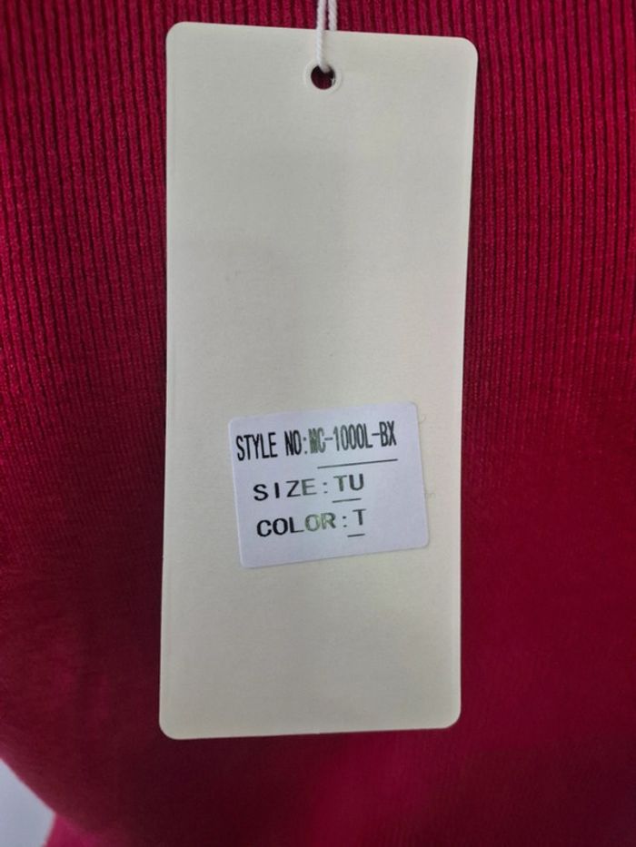 Robe Manches Longues Femme Rouge avec Strass Taille Unique - photo numéro 3