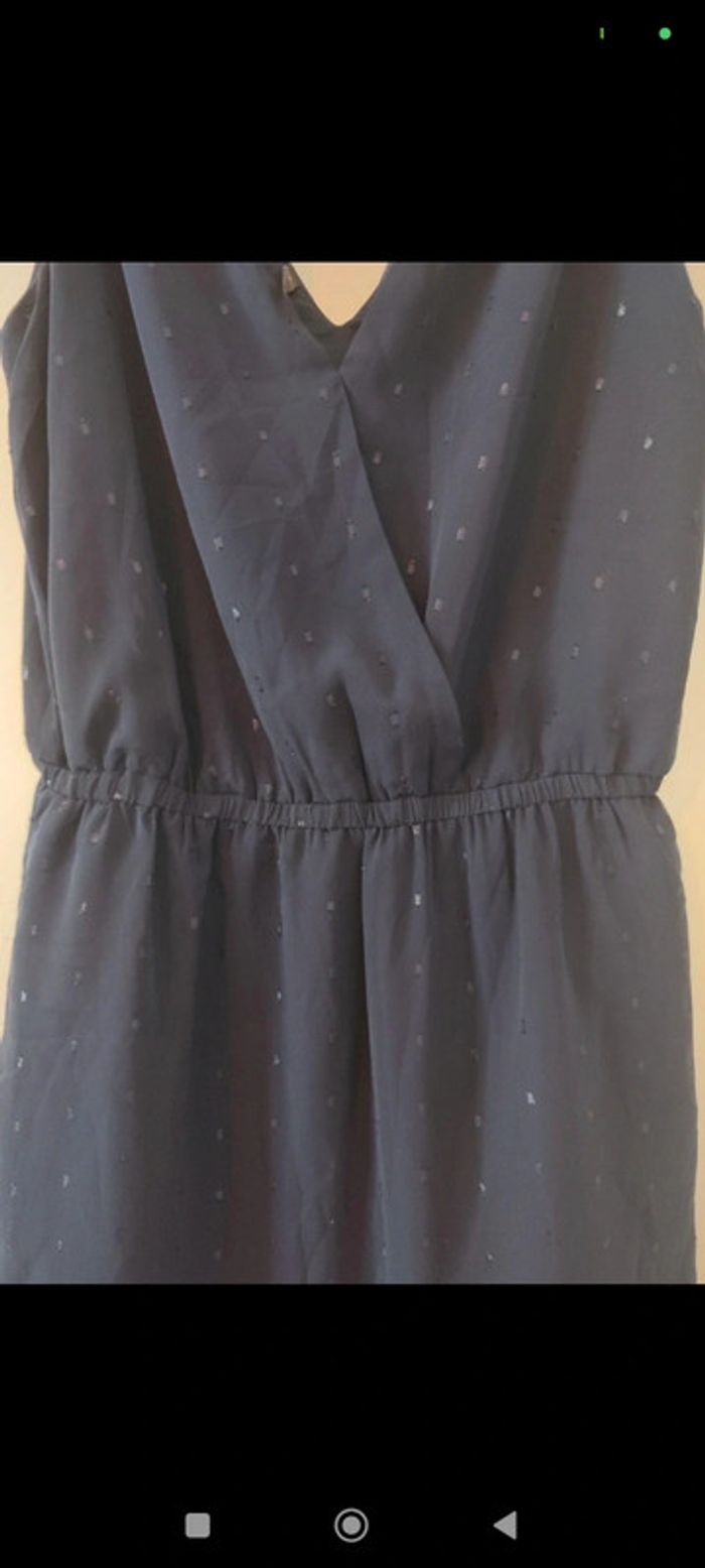 Robe bleu décolleté en voile taille S Mango - photo numéro 4