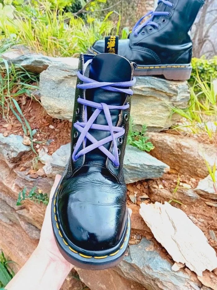 Dr. Martens made in England 🇬🇧 vintage lacet violet pentagramme uk5 38 - photo numéro 4