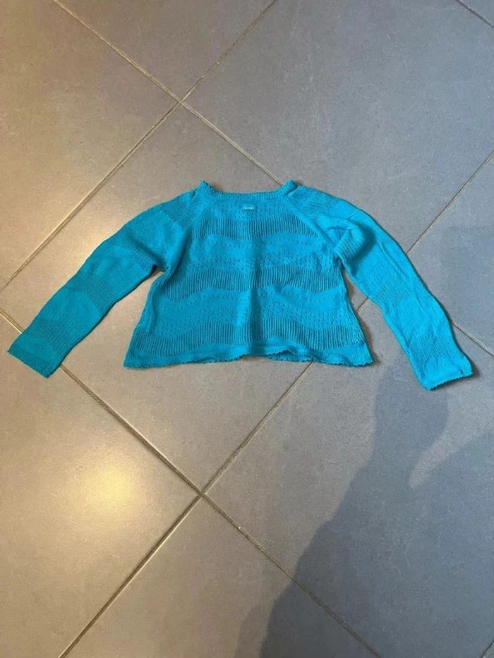 Gilet / Boléro à boutons - Catimini - Modèle: dentelle - Bleu turquoise - 3 ans - photo numéro 3