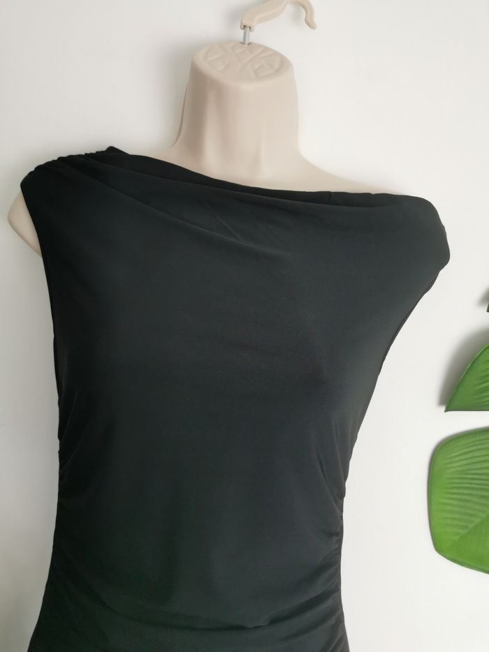 Robe longue noire asymétrique à col froncé Shein Taille S - photo numéro 3