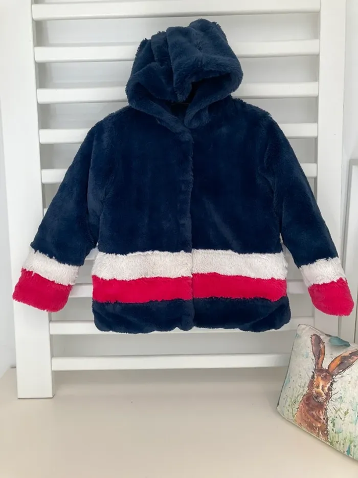 5 ans - Manteau avec capuchon fausse fourrure tricolore - Boboli - photo numéro 5
