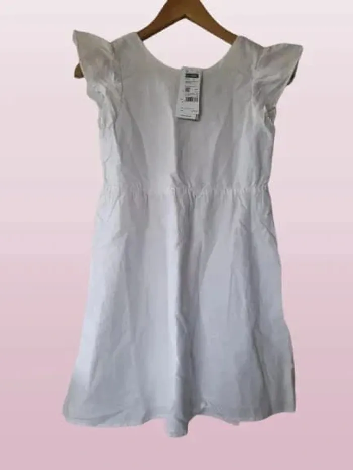 Robe neuve Benetton lin et coton blanche 10a 11a - photo numéro 4