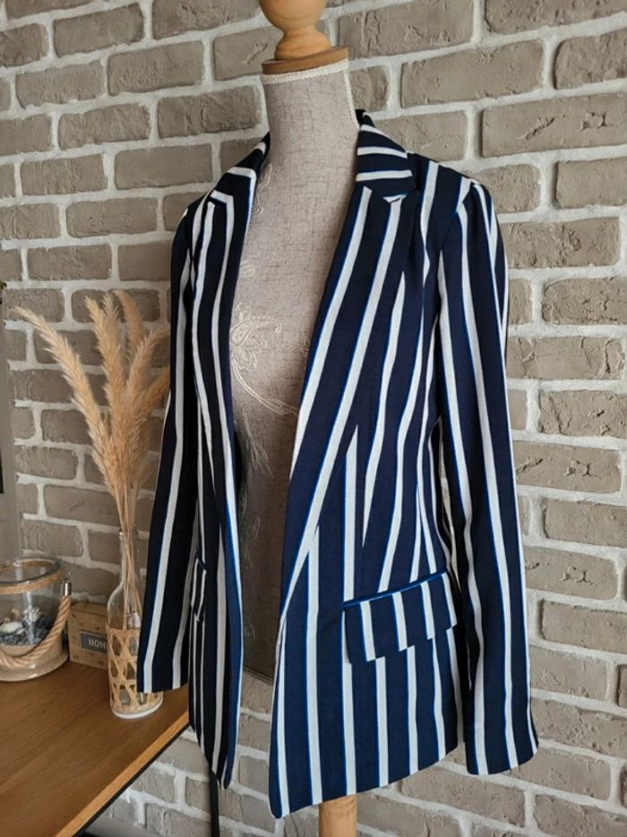 Blazer Only rayé bleu et blanc neuf XS 34 - photo numéro 4