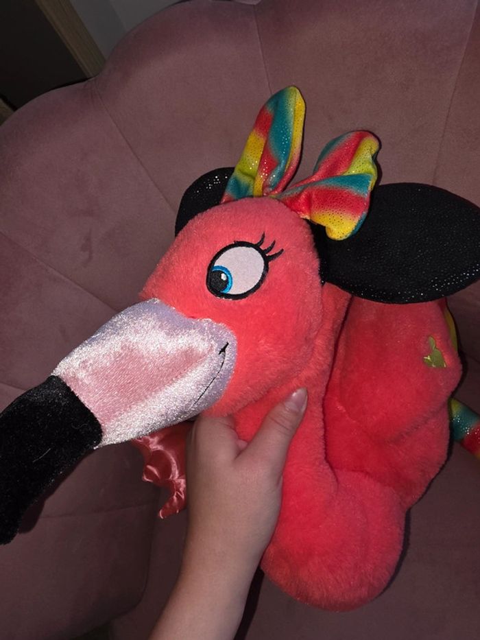 Grande peluche flamand rose Minnie mouse - photo numéro 7