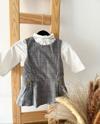 Ensemble bébé fille robe à carreaux grise et col roulé crème Kiabi 3 mois