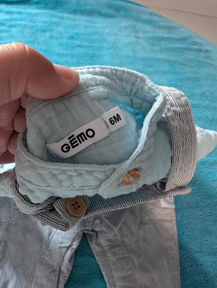 Ensemble garçon 6 mois salopette plus chemise - photo numéro 5