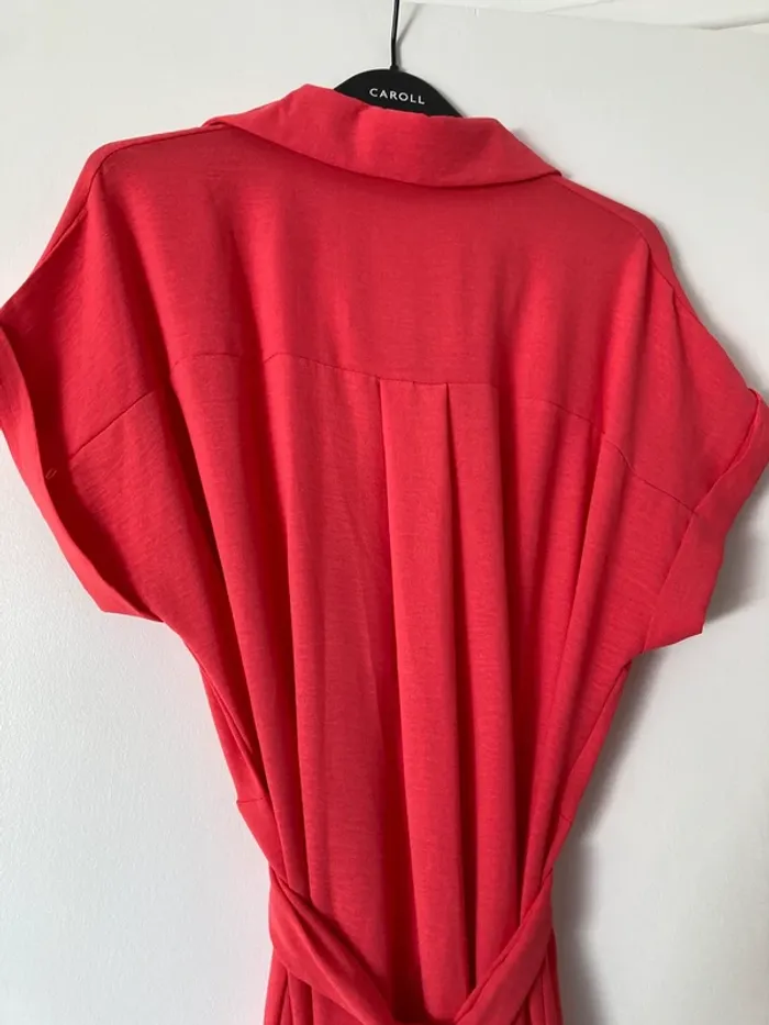Robe longue corail à nouer à la taille - photo numéro 8