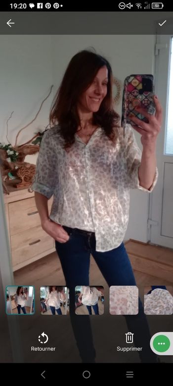 Chemise 44 fluide irisée à motif léopard - Made in Italy c73