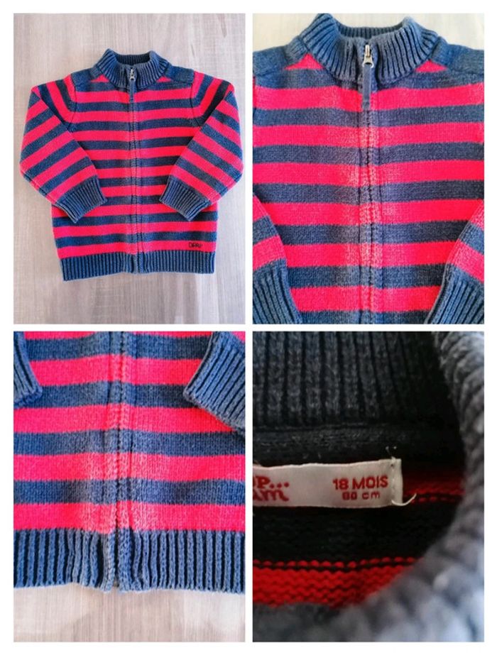 Gilet zippé à rayures DPAM 18 mois - photo numéro 2