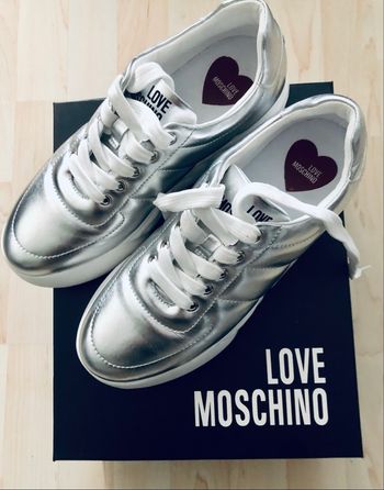 Sneakers cuir Silver Love Moschino 