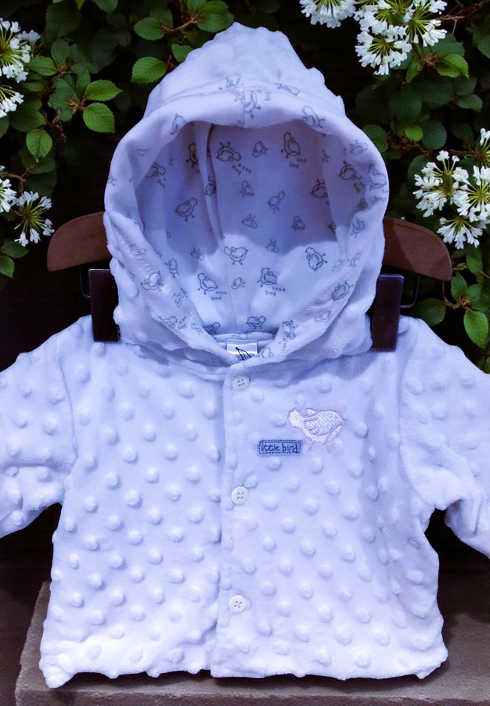 BANANA - VESTE CAPUCHE BÉBÉ FILLE MOTIF BOULES RELIEFS & INTÉRIEUR OISEAUX 0/3M - photo numéro 4