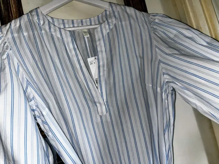 Robe chemisier blanc à rayures bleues, taille S, Neuf avec étiquette - H&M - photo numéro 8